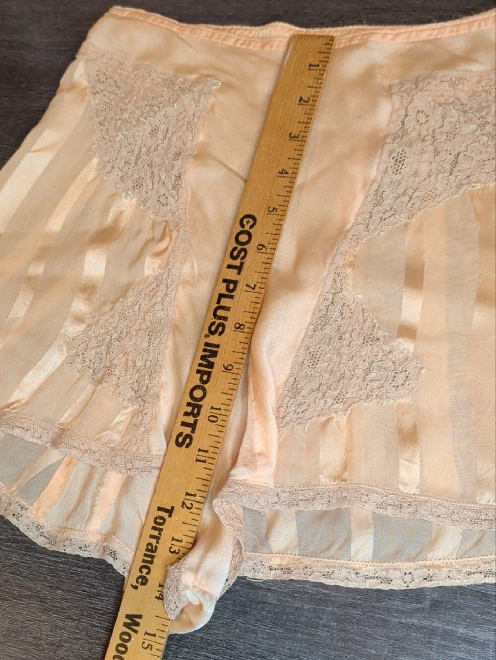 Antique 1920s 30s Silk Tap Pants Peach French Knickers Side Button Art Deco - Picture 15 of 16